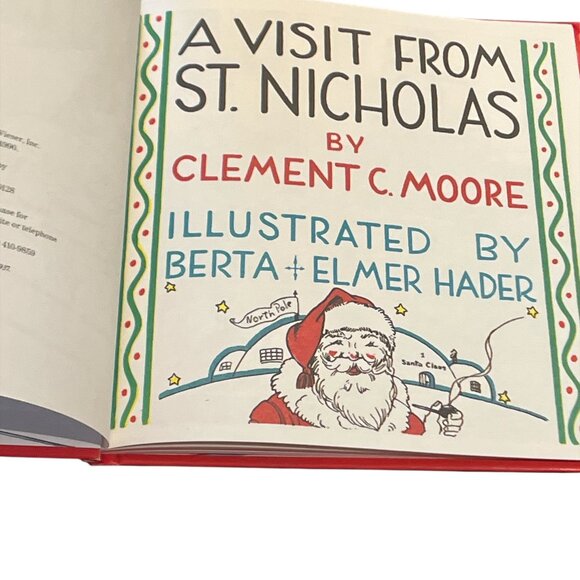 BOOK VINTAGE A Visit From Saint Nicholas Illustrated by Berta & Elmer Hader '92 - Picture 5 of 6